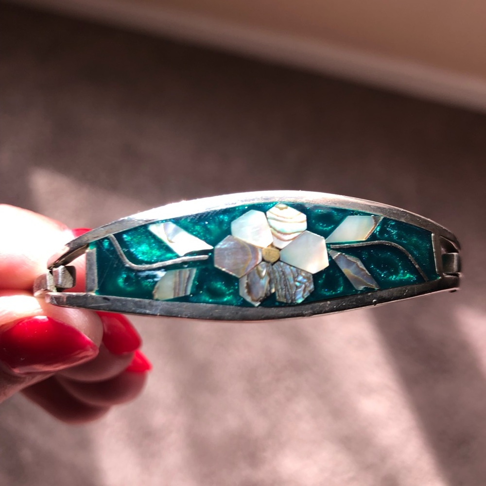 Abalone and silver bracelet